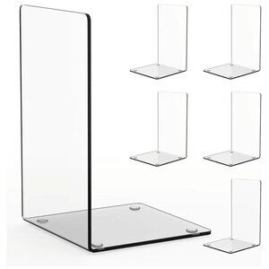 Pack of 6 Clear Acrylic Book Stand End Holder Organizer Display Shelves